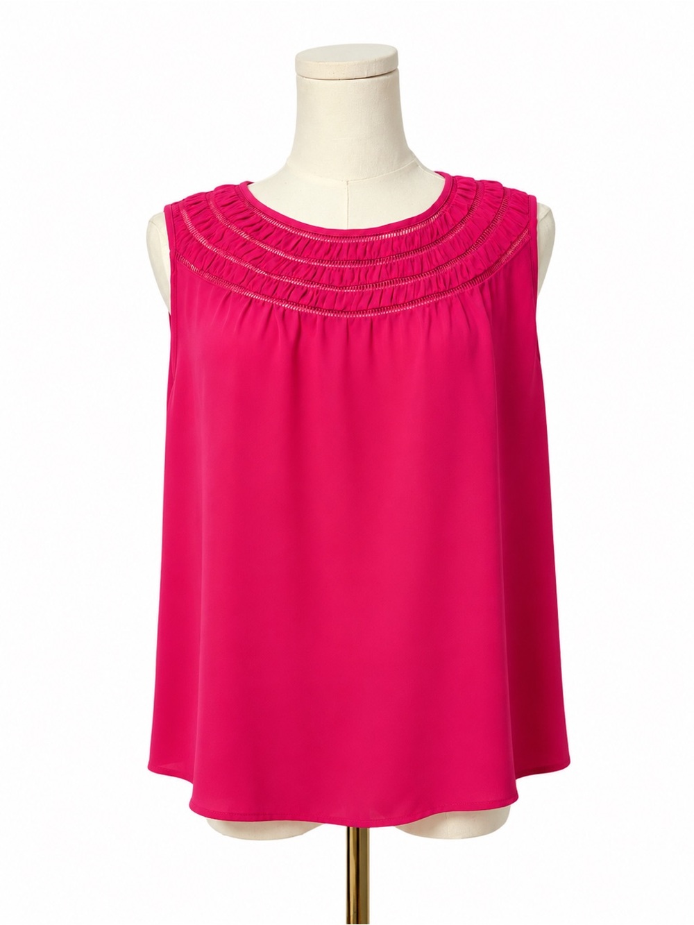 Zac & Rachel Hot Pink Smocked Yoke Sleeveless Blouse